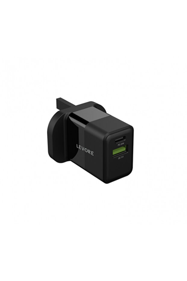 شاحن حائط 20 وات PD ومنفذ USB - أسود