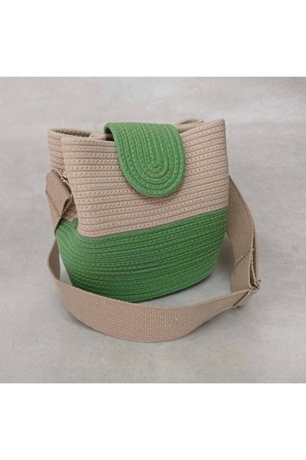 women's shoulder bag 100% cotton real cord rope design straw jute