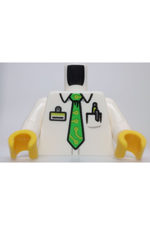 Custom Minifigure - Office Worker with White Shirt and Tie