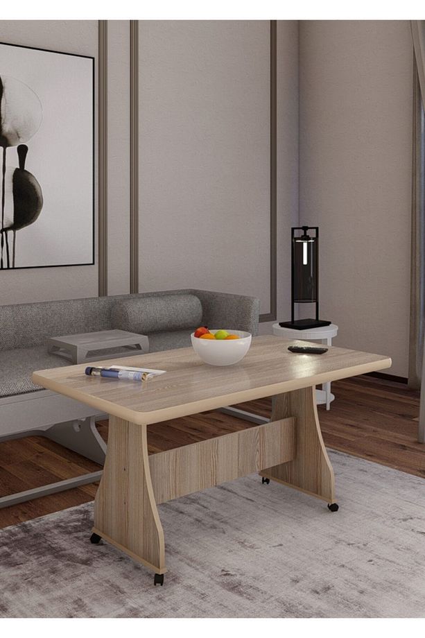 Tekerlekli Mdf Masa %100 Mdf Salon Orta Sehpa Yemek Masası Ofis Sehpa - 1