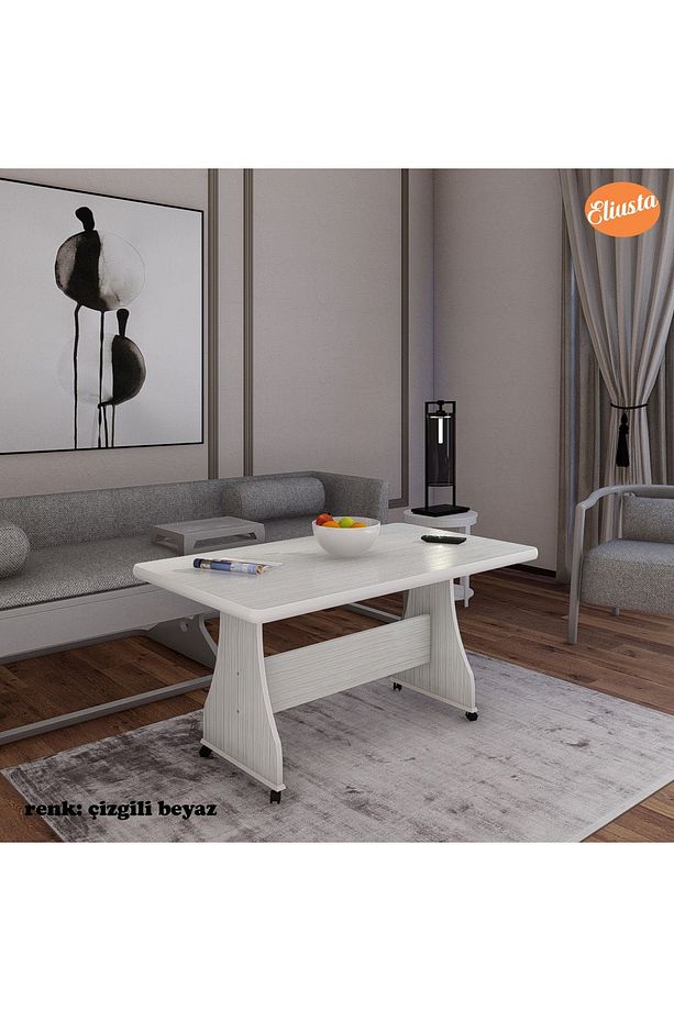 Tekerlekli Mdf Masa %100 Mdf Orta Sehpa Salon Sehpa - 6