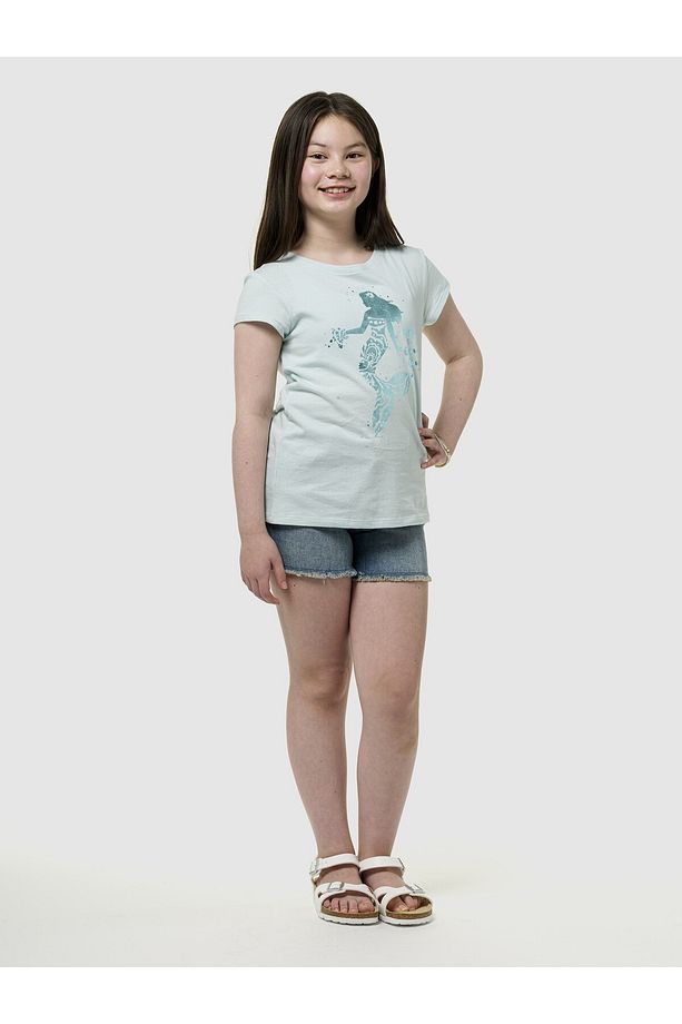 Kız Çocuk Mavi Mid Rise Midi Denim Şort - 3