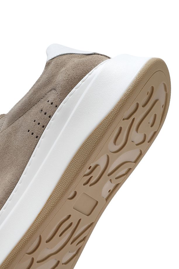 Erkek Bej Bağcıklı Kalın Tabanlı Nubuk Deri Sneaker 25SFD6109V3 - 8