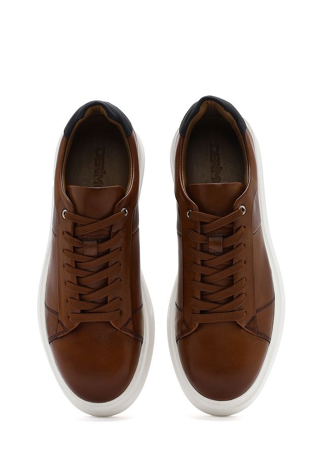 Erkek Taba Bağcıklı Kalın Tabanlı Deri Sneaker 25SFD612818 - 7