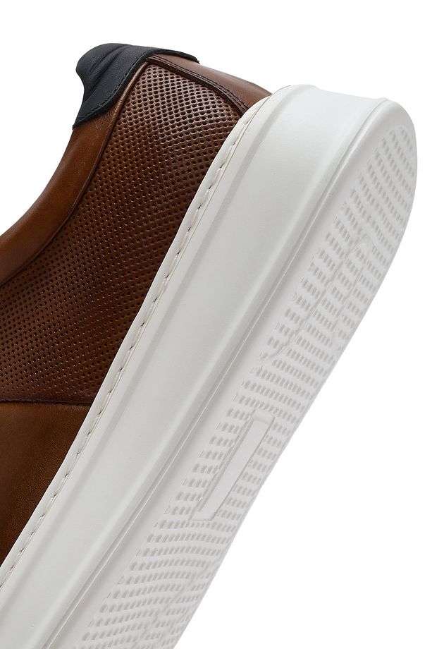 Erkek Taba Bağcıklı Kalın Tabanlı Deri Sneaker 25SFD612818 - 8