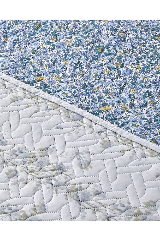 Blossom Stripe Çok Amaçlı Tek Kişilik Yatak Örtüsü Takımı 160x220 cm Mavi - 3