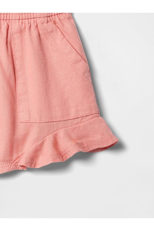 Kız Bebek Pembe Fırfırlı Pull-On Twill Şort - 2