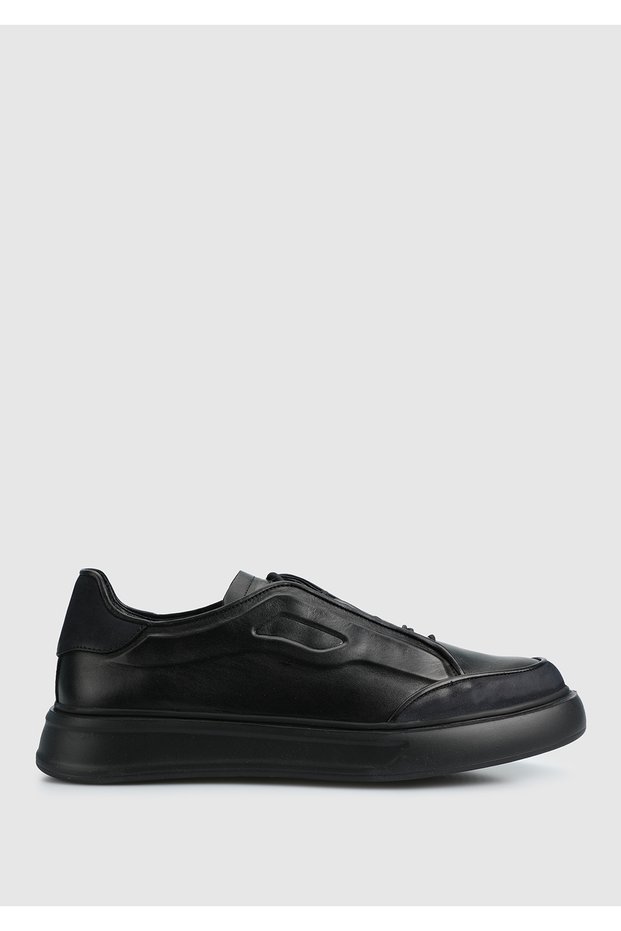 Siyah Deri Erkek Sneaker