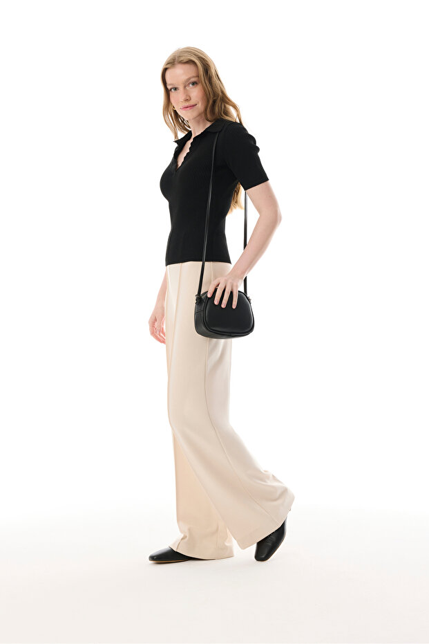 NERVÜR DİKİŞLİ WIDE LEG ÖRME PANTOLON - 3