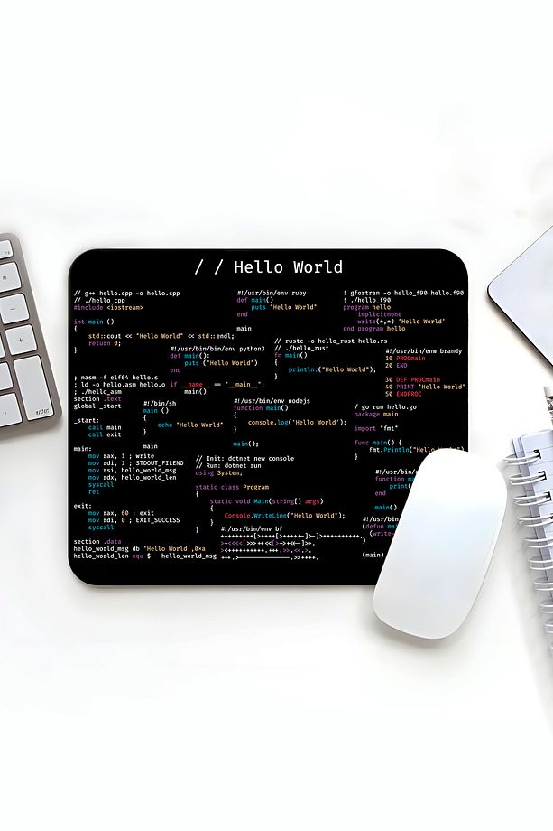 Hello World Coder Tasarımlı 18x22cm Baskılı Mousepad - 1