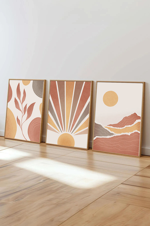 3 Piece Wooden Framed Decorative Painting Set Set3004