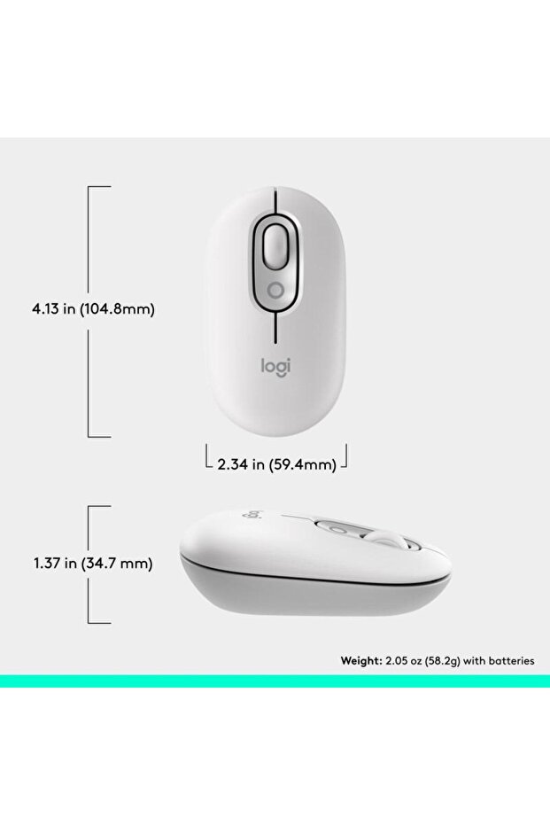 Mouse Wireless Logitech POP, Bluetooth, 4000 DPI (Alb) - 6