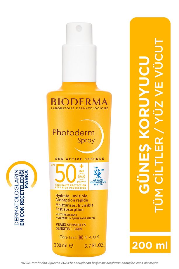 Photoderm Spray SPF50+ Tüm Ciltler için Sprey Formda Yüksek Korumalı Güneş Kremi 200 ml - 1