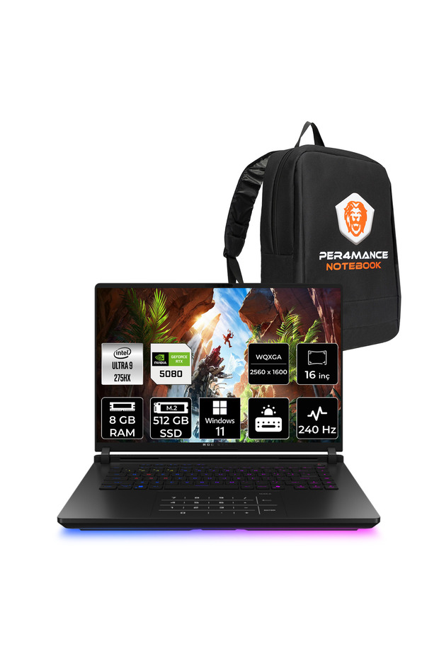 ROG Strix G16 Ultra 9 275HX 8GB 512GB SSD RTX5080/16GB 175W 240HZ 16'' 2.5K W11H Gaming & PER4 - 1
