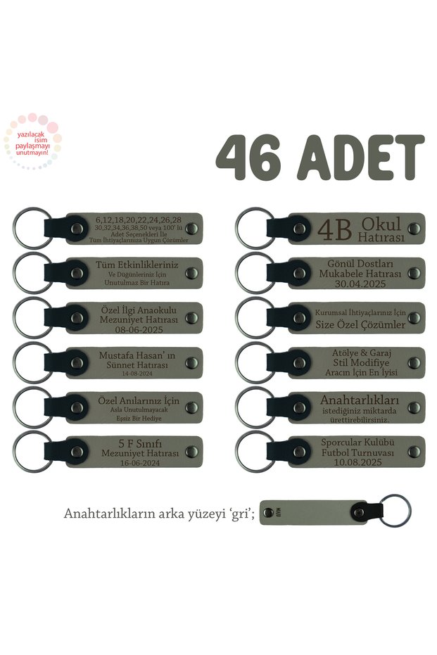 Exclusive for Baby's Name for Celebration of the Forty Fly, 46-Piece Souvenir Leather Keychain, Ash Gray & Gray