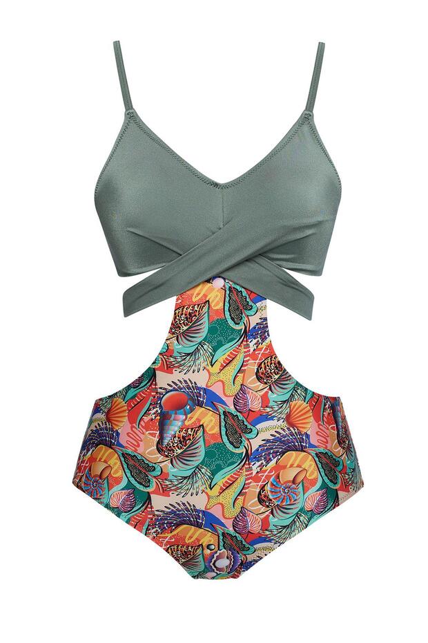 Desenli Çapraz Mayokini - 1