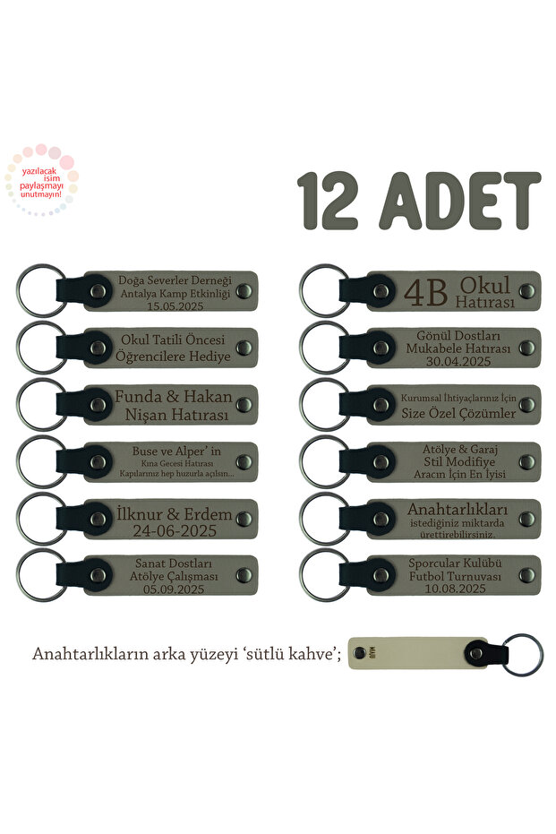 A Meaningful Graduation Souvenir for High School Classes Set of 12, Memory Keychain, Ash Gray & Milk Coffee