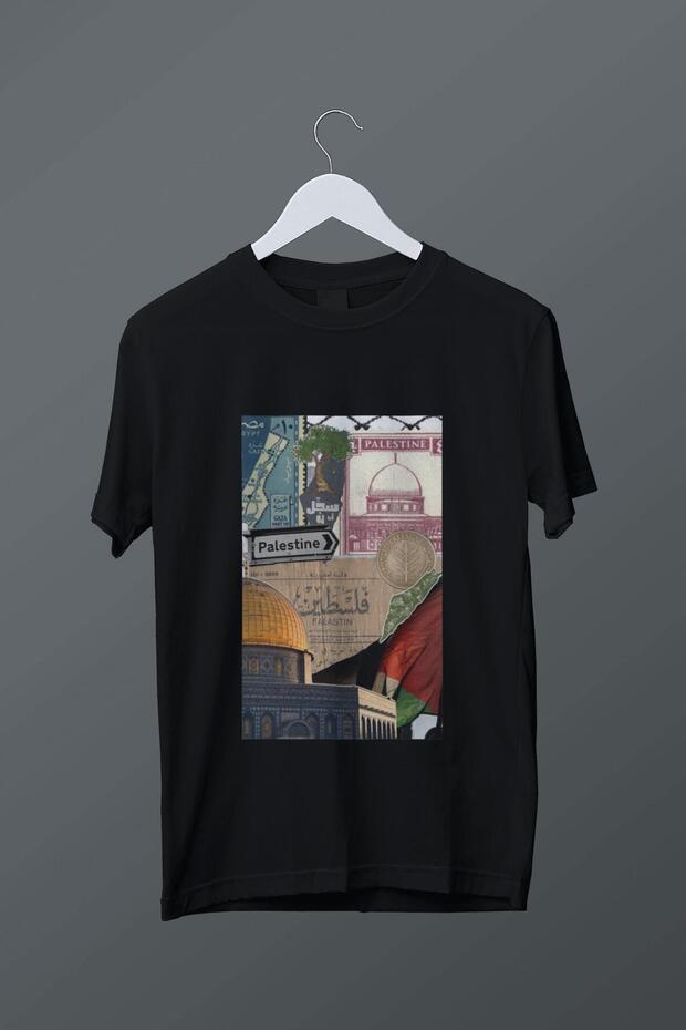 Palestine Collage Themed Printed T-Shirt