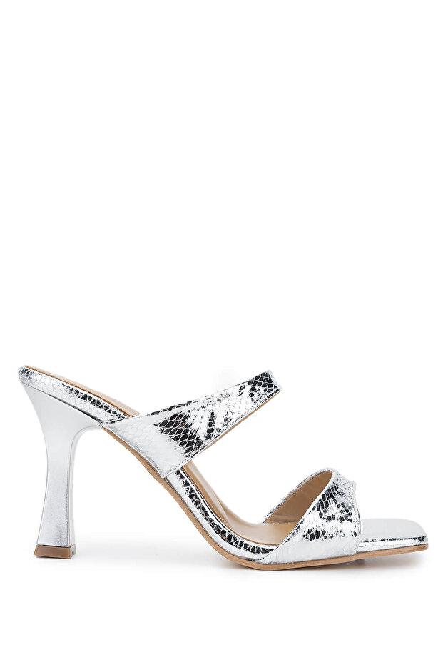 Women's Vegan Silver Heeled Slippers