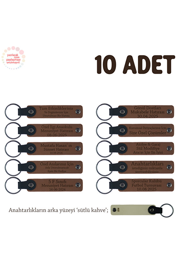Set of 10 Keychains, Brown & Black Coffee, Which Can Have Names and Special Messages Written on Them for Tournaments