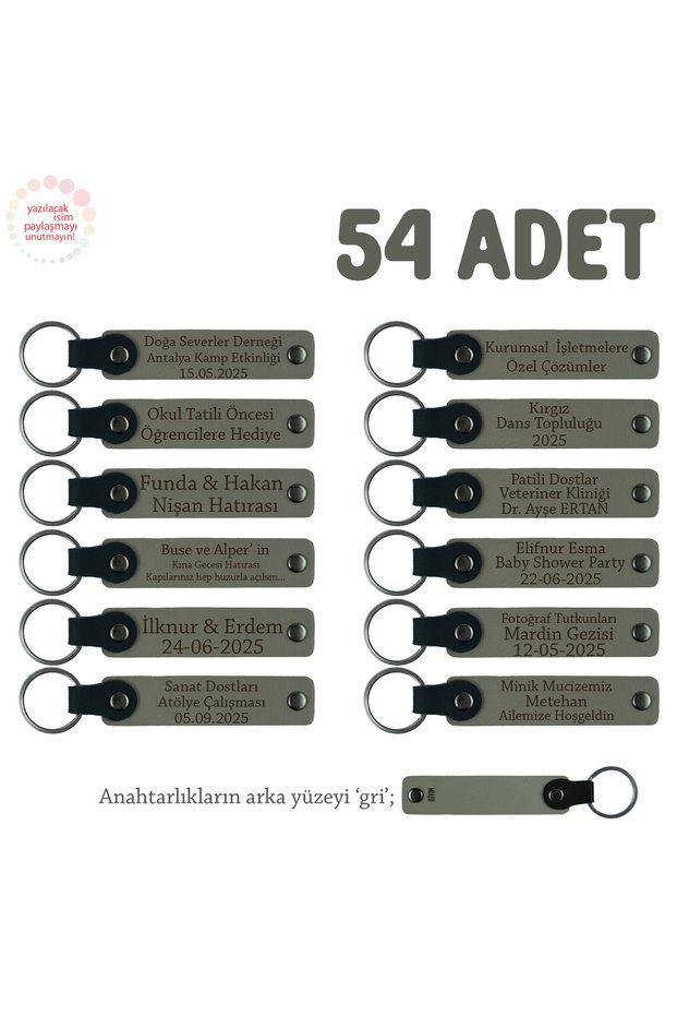Birth Souvenir for Pregnant Mother, Set of 54 Keychains with Name and Special Message, Ash Gray & Gray