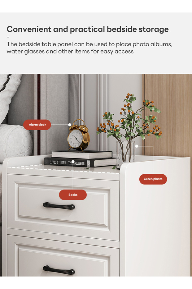 European Style Bedroom Cabinet Vintage Nightstand With 3 Drawers For Bedroom Living Room 40*36*60cm - 6