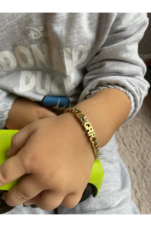 İsimli Unisex Çocuk Bileklik Gümüş, Erkek Çocuk Isimli Bileklik Altın Kaplama, Erkek Kız Bebek Künye - 4