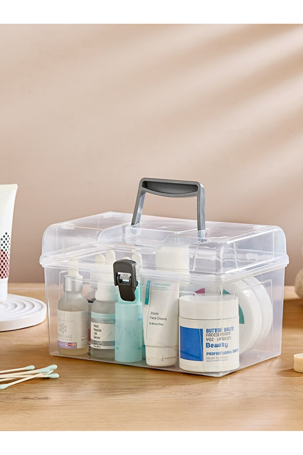 Clearcarry Portable Compartmented Transparent Organizer Box Multi-Compartment Multi-Purpose Organizer Box 2.8 Lt - 2