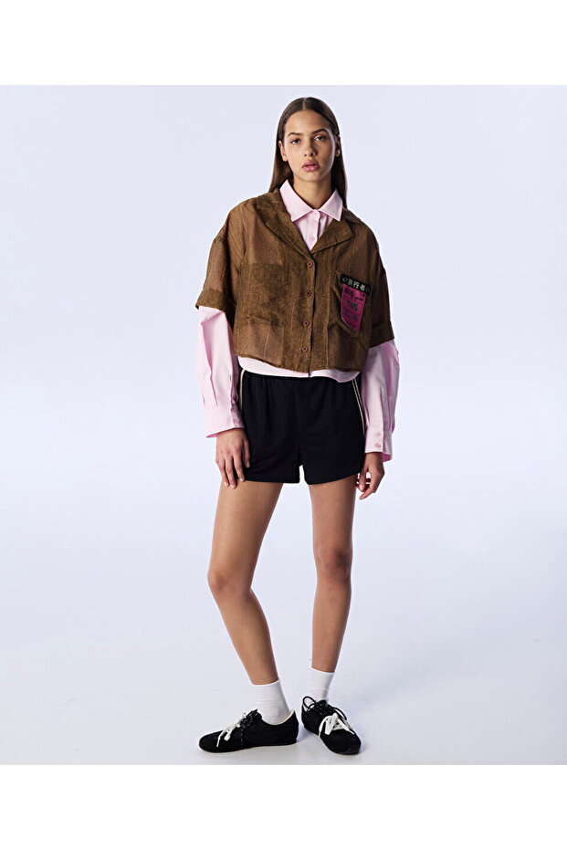 DOKULU PATCH'Lİ CROP GÖMLEK - 5