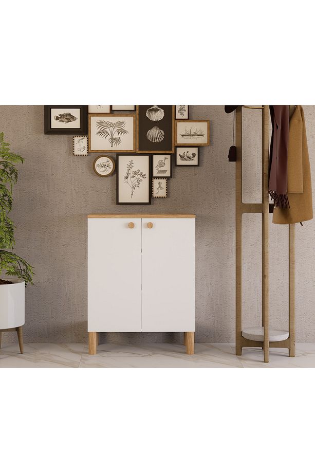 Bohem %100 Mdf 2 Kapaklı 3 Raflı Çok Amaçlı Ayakkabılık Erzak Dolabı Legnano - 3