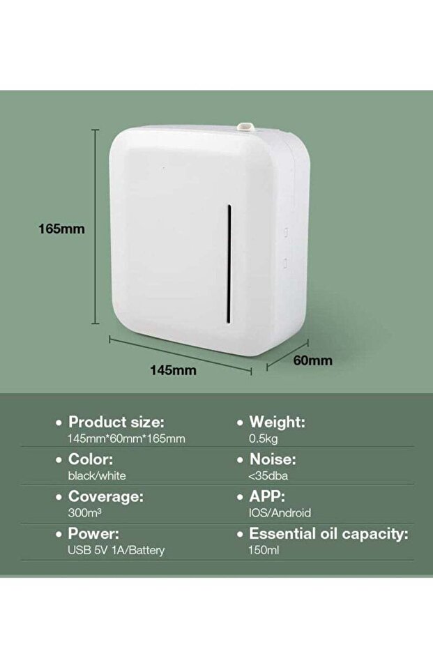 Multifunctional Bluetooth Essential Oil Diffuser,150 ml,Square,with Timer Function,APP Control,White - 5