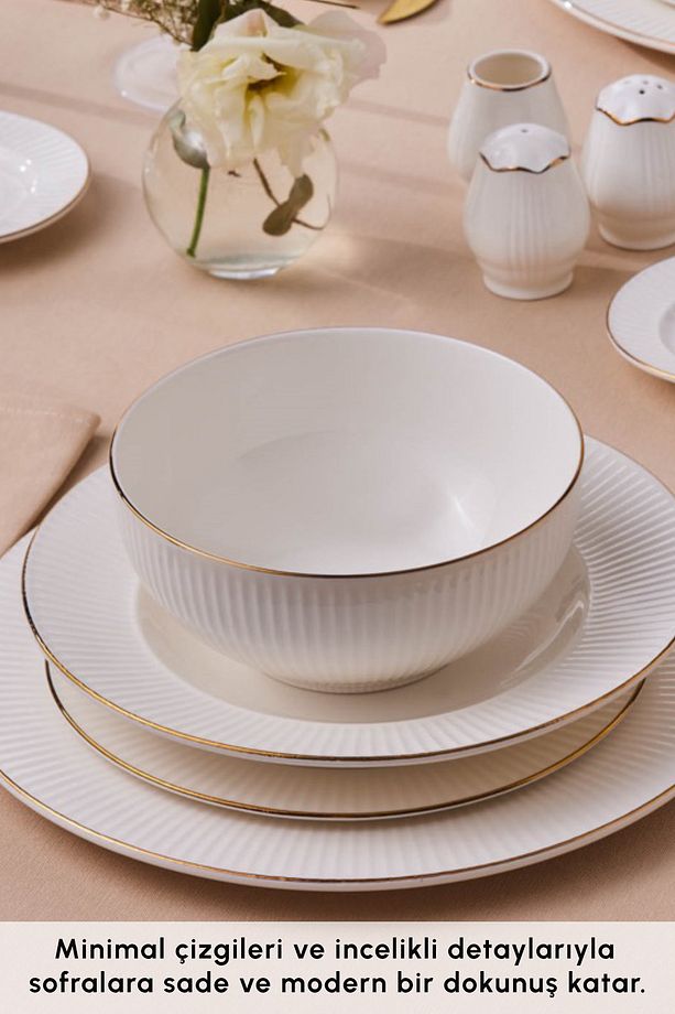 Elegance Bone Massimo 53 Parça 12 Kişilik Yemek Takımı Gold - 7