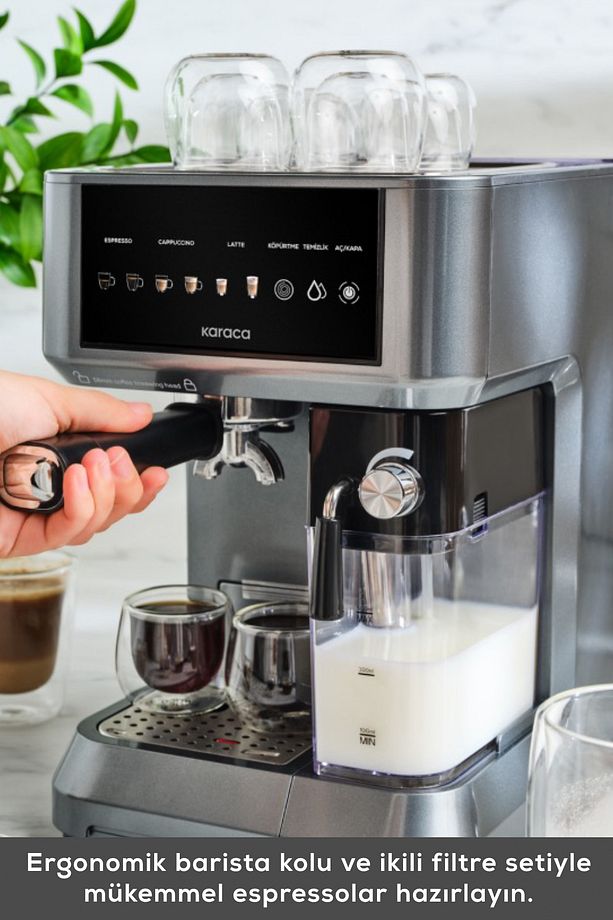 MyCaffe Barista S10 Entegre Süt Hazneli Otomatik Espresso Latte ve Cappuccino Mak. GalaxyGrey - 8