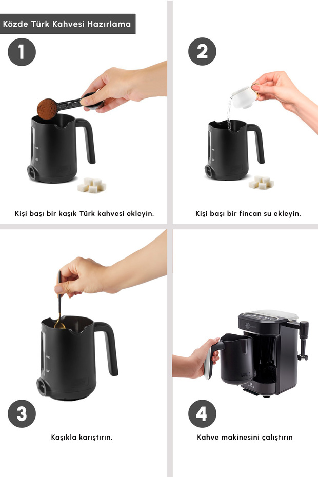 Hatır Barista Cappuccino ve Türk Kahve Makinesi Pearl White - 7