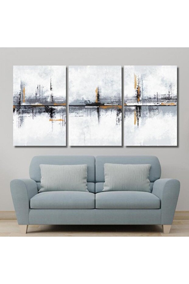 ثلاث لوحات خشبية بتصميم تجريدي - 1