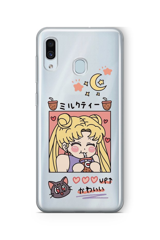 Samsung Galaxy A20 / A30 Compatible Kawaii Girl Design Printed Transparent Case