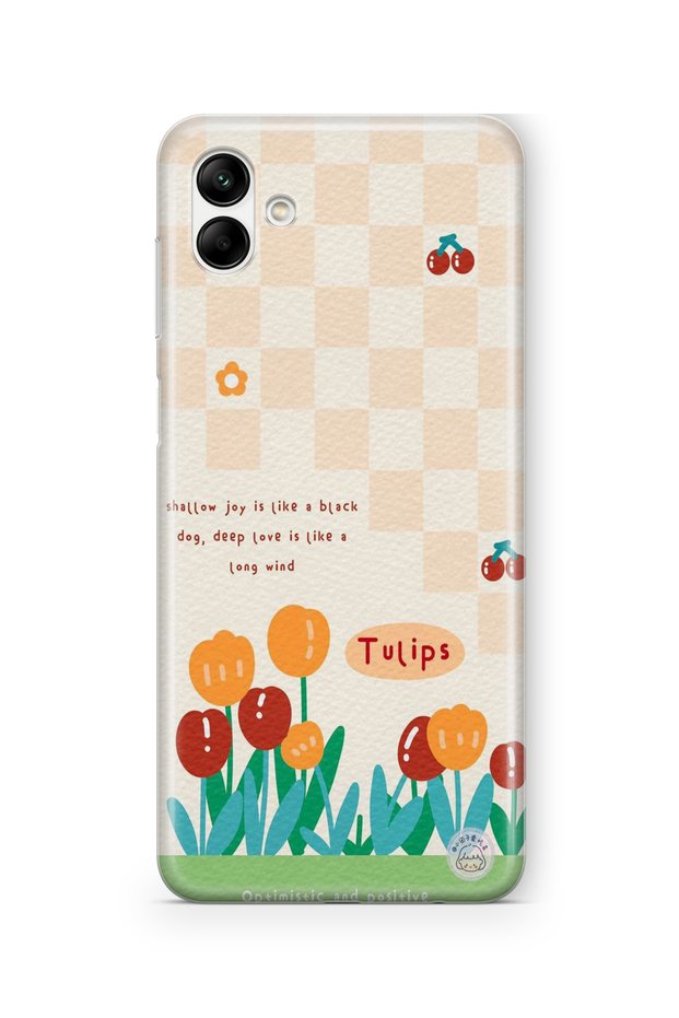Samsung Galaxy A04 Compatible Tulips Design Printed Transparent Case