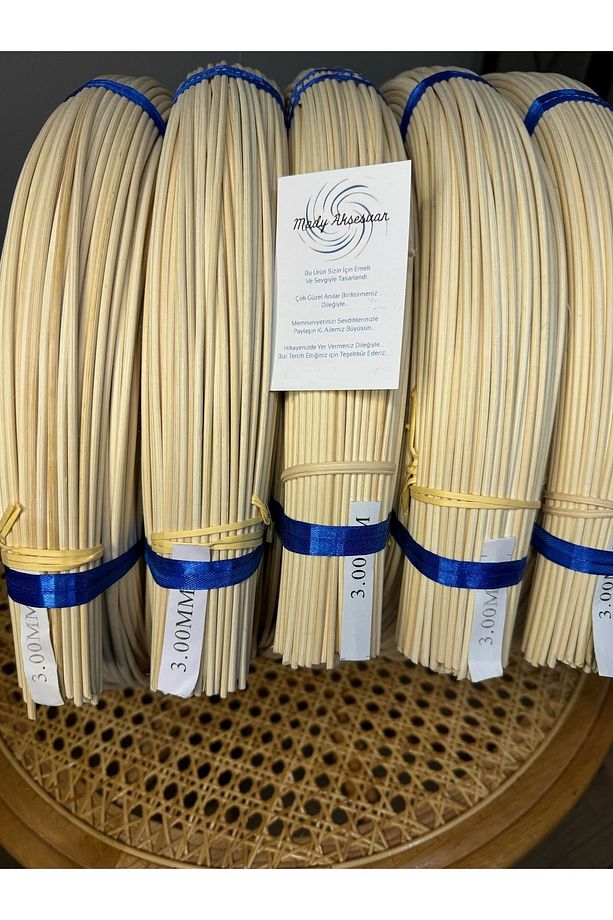 Rattan Core Doğal Bambu Çubuk 3.0 mm 1 kg Dekoratif Örgü Rattan İp - 1