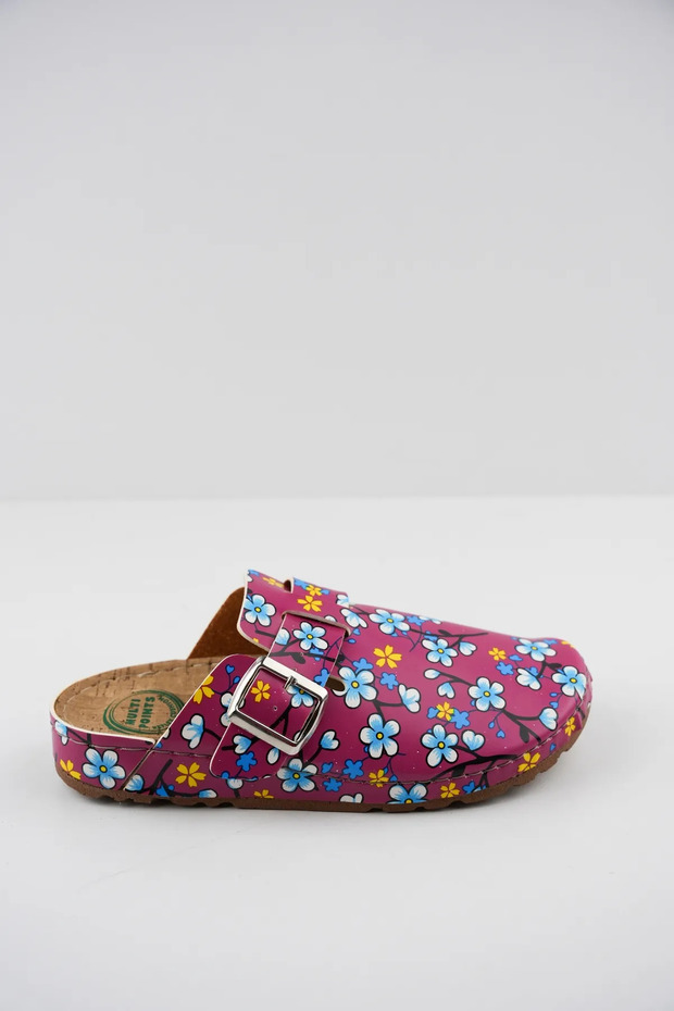 Women's Floral Fuchsia Comfortable Sole Orthopedic Patterned Summer Lightweight Sabo Slippers