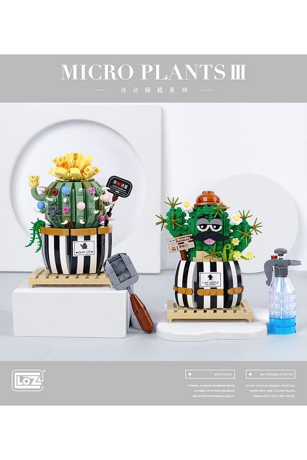 Building Blocks Eternal Flower Series Cactus Kaktüs Çiçek Dekoratif Yapım seti Legosu - 4