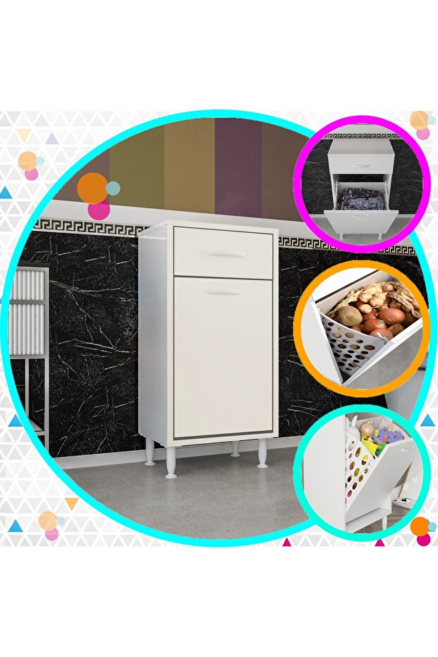 Ard129 45x80 cm Tek Çekmeceli ve Sepetli Mutfak Dolabı - 3