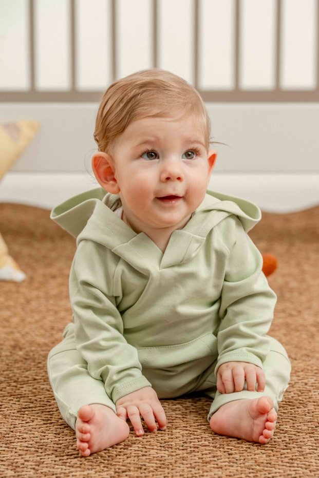 Baby Girl and Boy Cotton Set Sportswear Comfortable and Stylish Top and Bottom Hooded Two-Piece Set Unisex