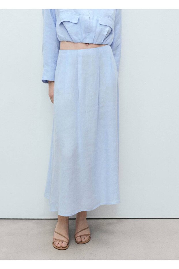 Leinenrock mit Pile-Details - 1