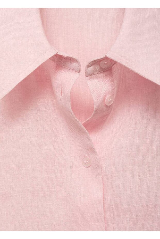 Keten karışımlı kısa kollu gömlek - 5