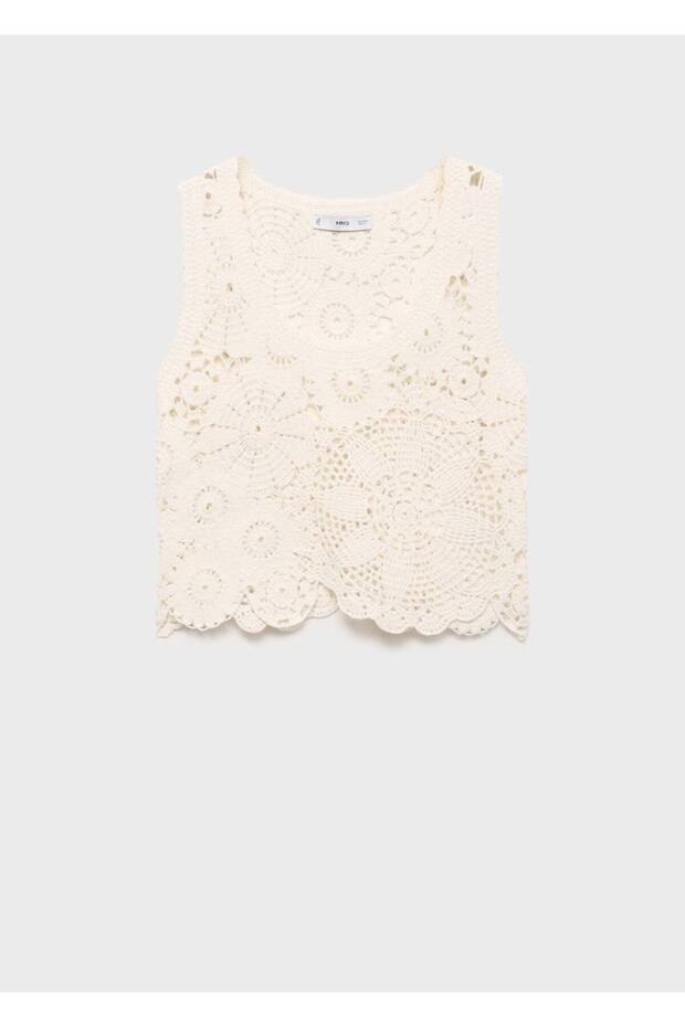 Kroşe çiçekli bluz - 3