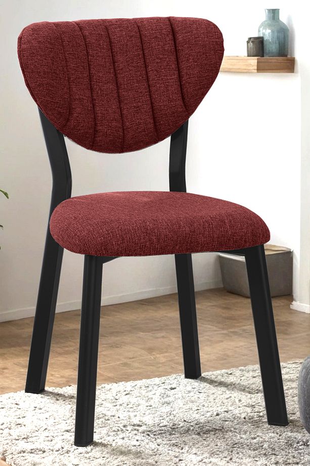 Masa Sandalye Takımı, 4 Sandalye 1 Sabit Ceviz Masa 110x70 Cm, Keten Kumaş - 4