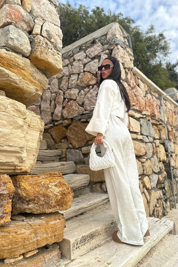 Style of Ekru Fırfır Bel Saten Pantolon - 3