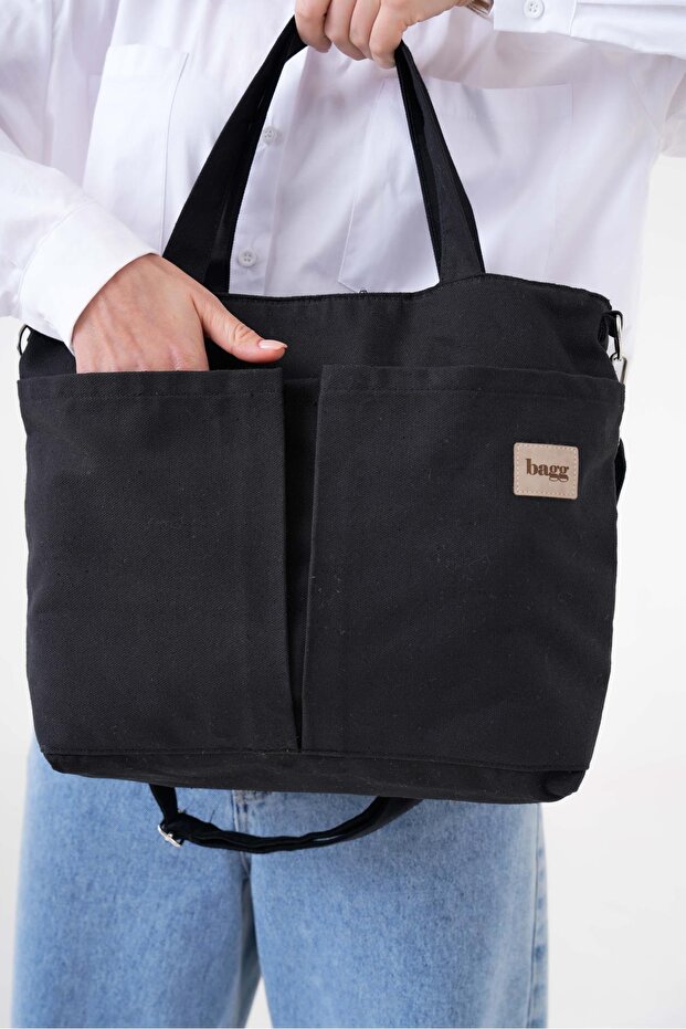 Çapraz Siyah Kanvas Çanta Pl - 5