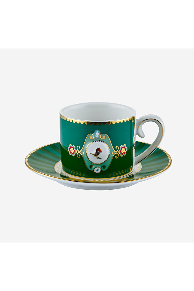 Love Birds Green Porcelain Coffee Cup 90 ml