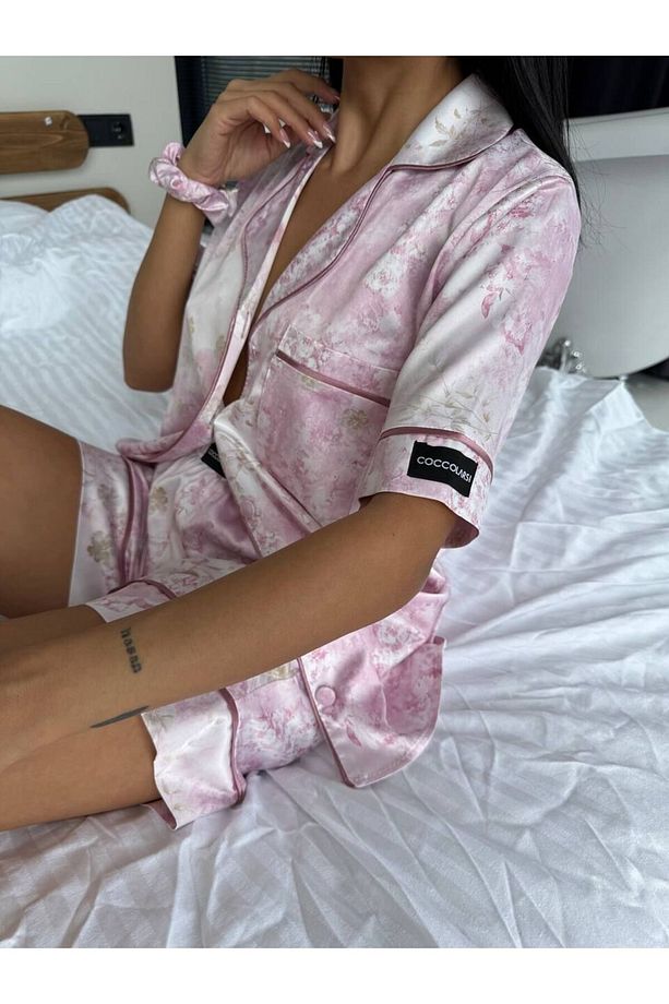 İpek Saten Şortlu Pijama Takımı-S - 4